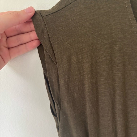 H&M Army Green Mini Sundress Cap Sleeve Cinch Waist Pockets Size XS - Picture 4 of 8